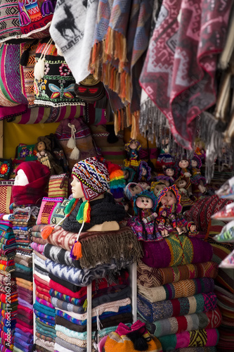 Colorful traditional peruvian fabrics on the market © BGStock72