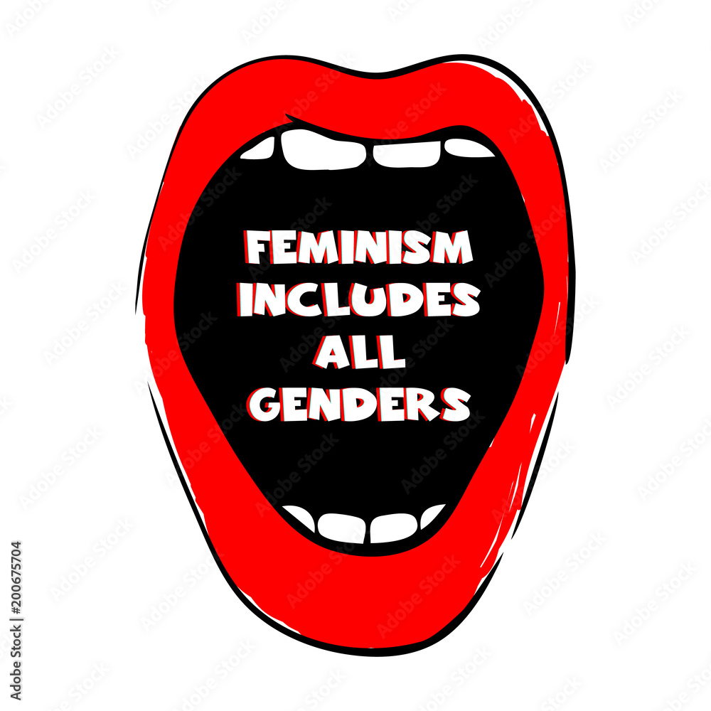 Feminism includes all genders. Feminist quote poster on white ...