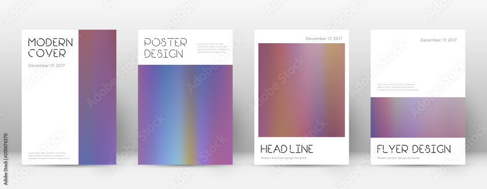 Flyer layout. Minimal rare template for Brochure, Annual Report, Magazine, Poster, Corporate Presentation, Portfolio, Flyer. Amusing bright hologram cover page.