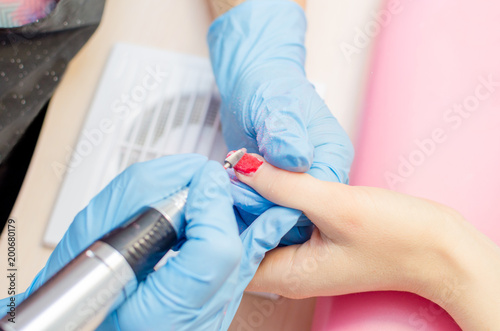 Manicure process, cleaning of nails by a milling cutter