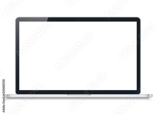 Realistic laptop with blank screen to present your application and web design. Isolated on a white background