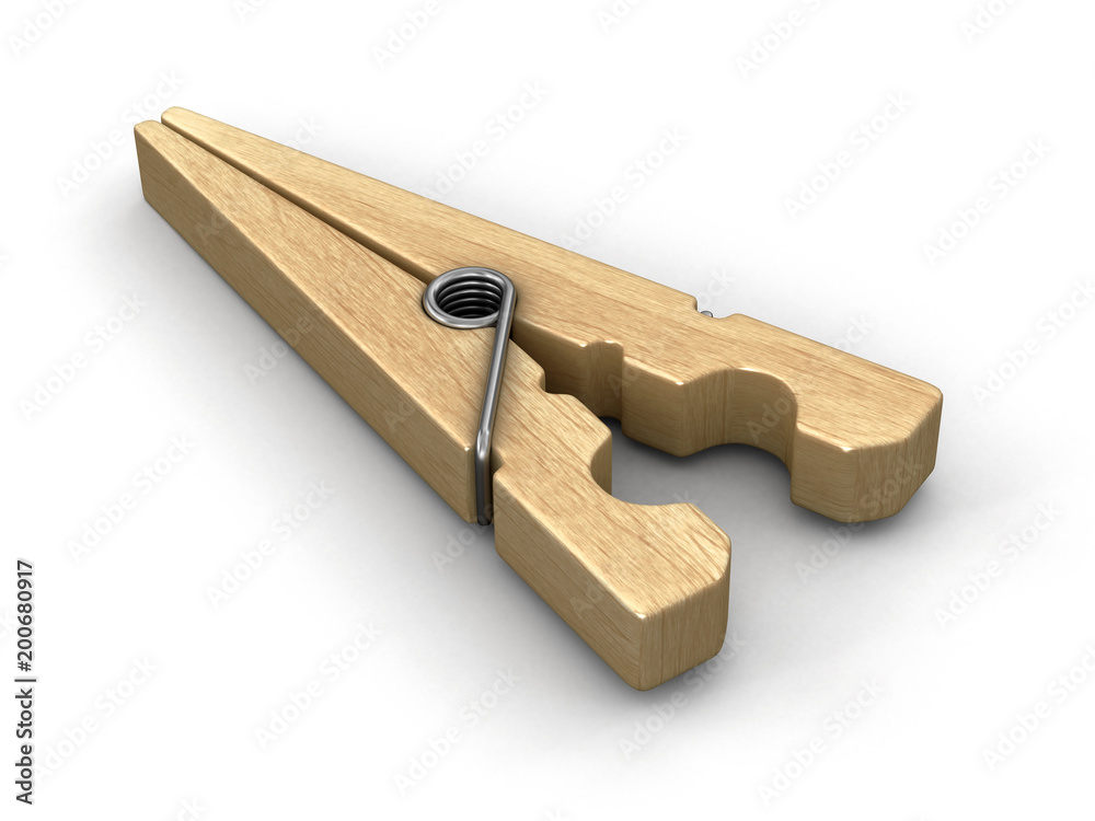 Wooden clothespin. Image with clipping path Wooden clothespin. Image with clipping path