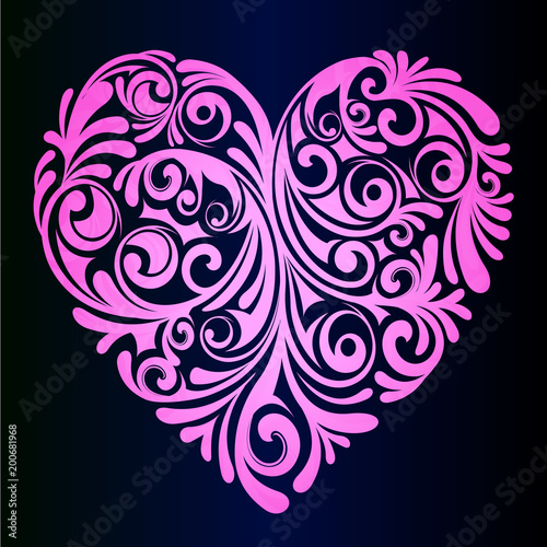Pink gradient heart, close-up. The idea for a greeting romantic card. Vector ...