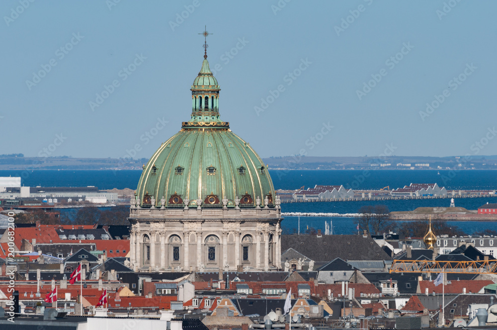 Aerial view over city of Copenhagen