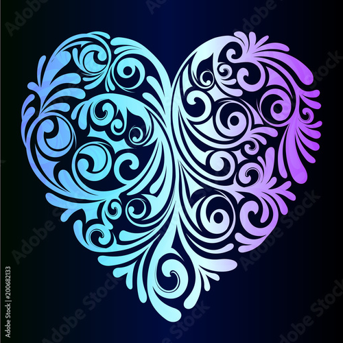 A beautiful neon heart - an idea for a romantic greeting card