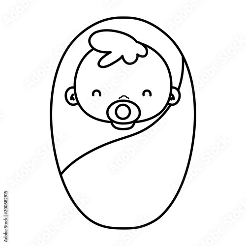 line beauty baby avatar with pacifier and blanket