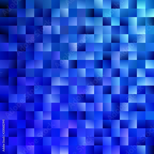 Gradient abstract square background - digital mosaic vector graphic design from squares in blue tones