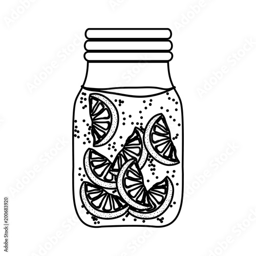 line tasty lemon fruit smoothie drink