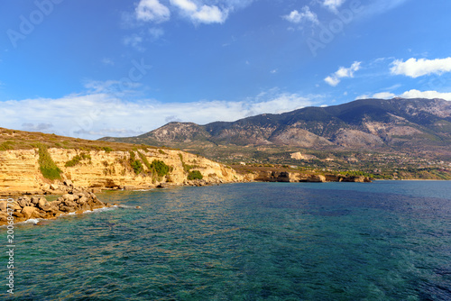 Beautiful coast of Kefalonia island in sunny summer day. Greece