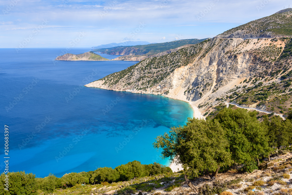 View of beautiful Myrtos bay on Cephalonia island. Greece
