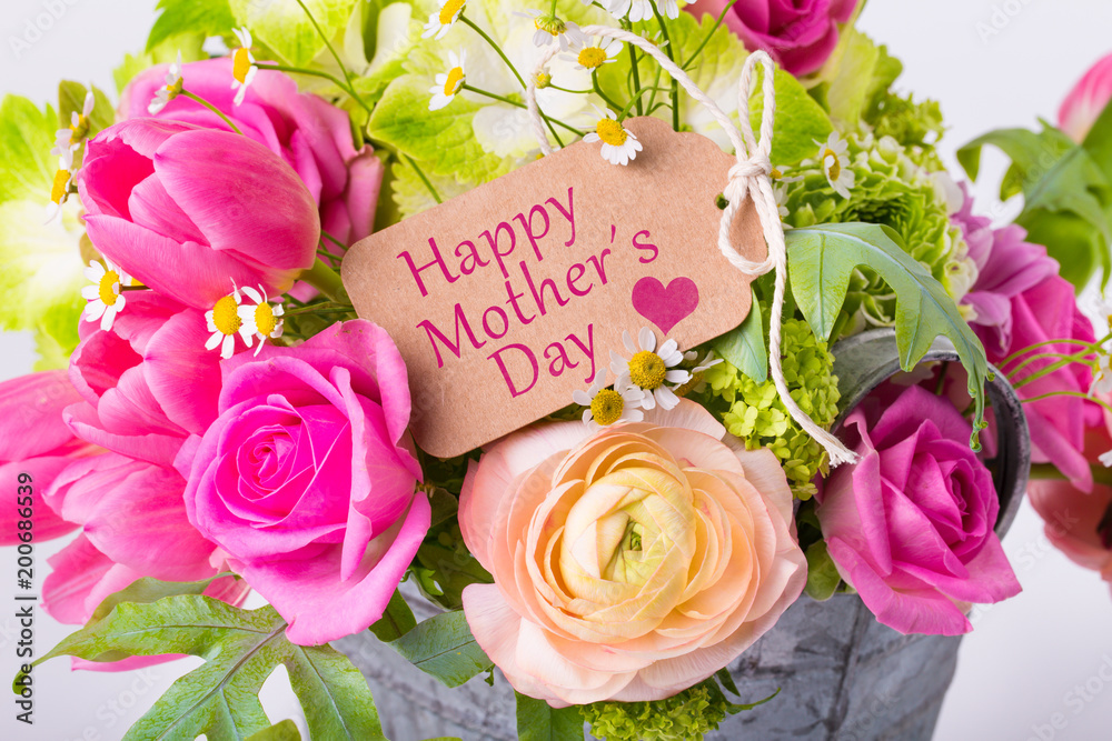 Stockfoto Happy Mothers Day Romantic flower bouquet with