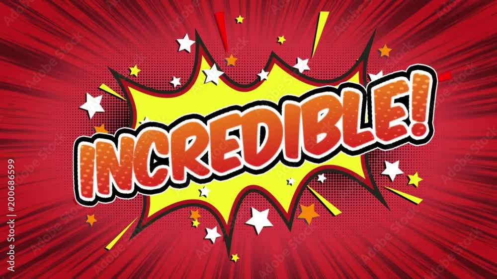 incredible Word Retro Cartoon Comic Bubbles Popup Style Expressions ...