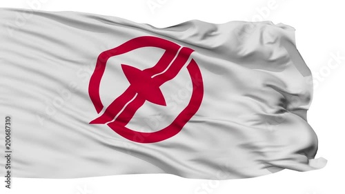 Takarazuka flag, Hyogo prefecture, realistic animation isolated on white seamless loop - 10 seconds long (alpha channel is included) photo