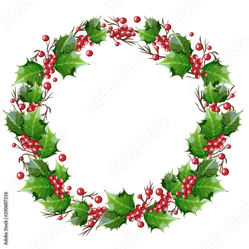 Wreath of holly branches