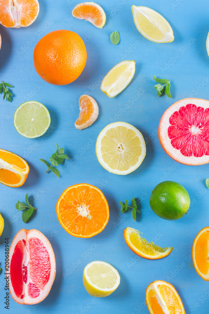 citrus pattern on blue citrus pattern on blue