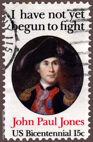 John Paul Jones Naval Hero Quote Postage Stamp photo