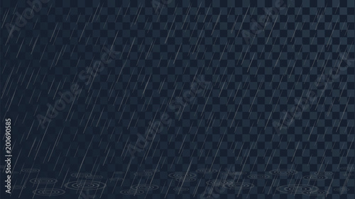 Rain and puddles on a transparent background