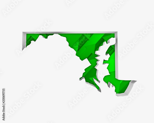 Maryland MD Arrows Map Growth Increase On Rise 3d Illustration