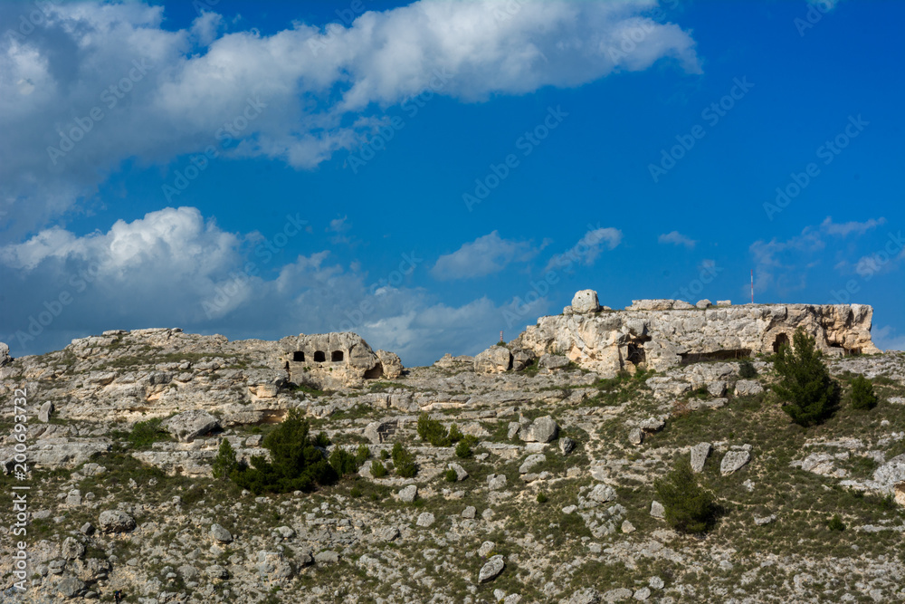 Horizontal View of the Gravina of the Sassi of Matera. Matera, South of Italy
