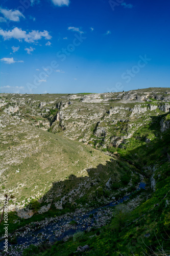 Vertical View of the Gravina of the Sassi of Matera. Matera, South of Italy