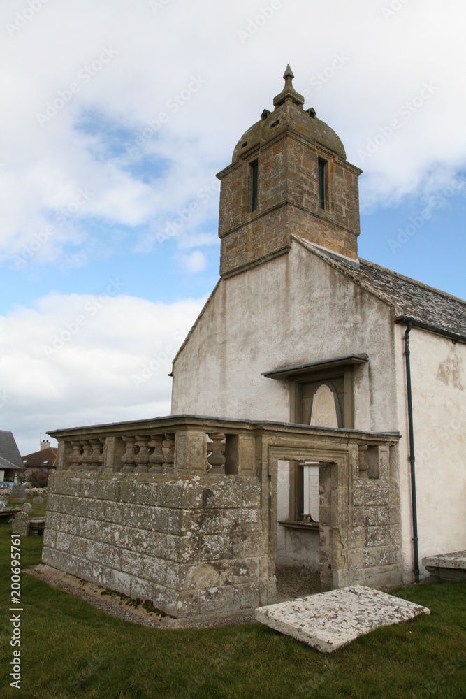 Historic church with Pictish graves in Portmahomack, Scottish Highlands, Scotland