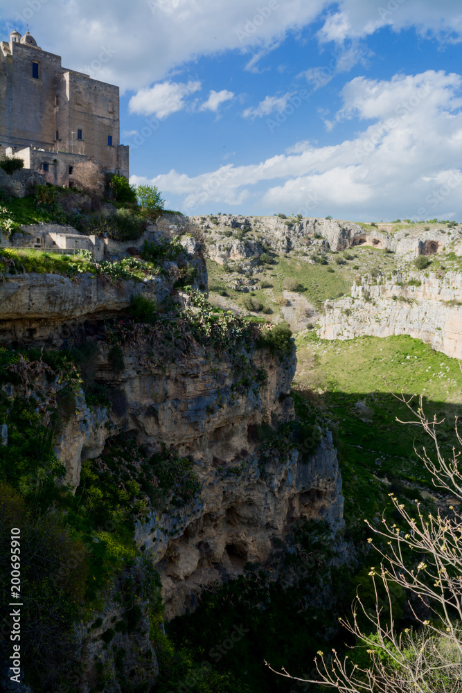 Vertical View of the Gravina of the Sassi of Matera. Matera, South of Italy