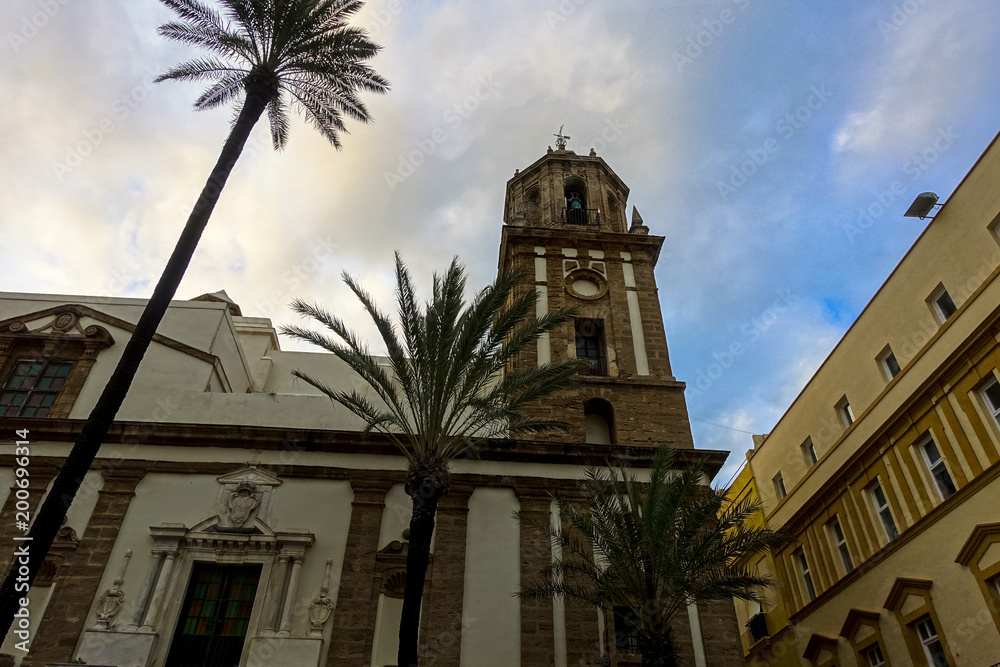 wonderful Church of Cadiz, Andalusia, Spain (Campo del Sur) with holiday feeling