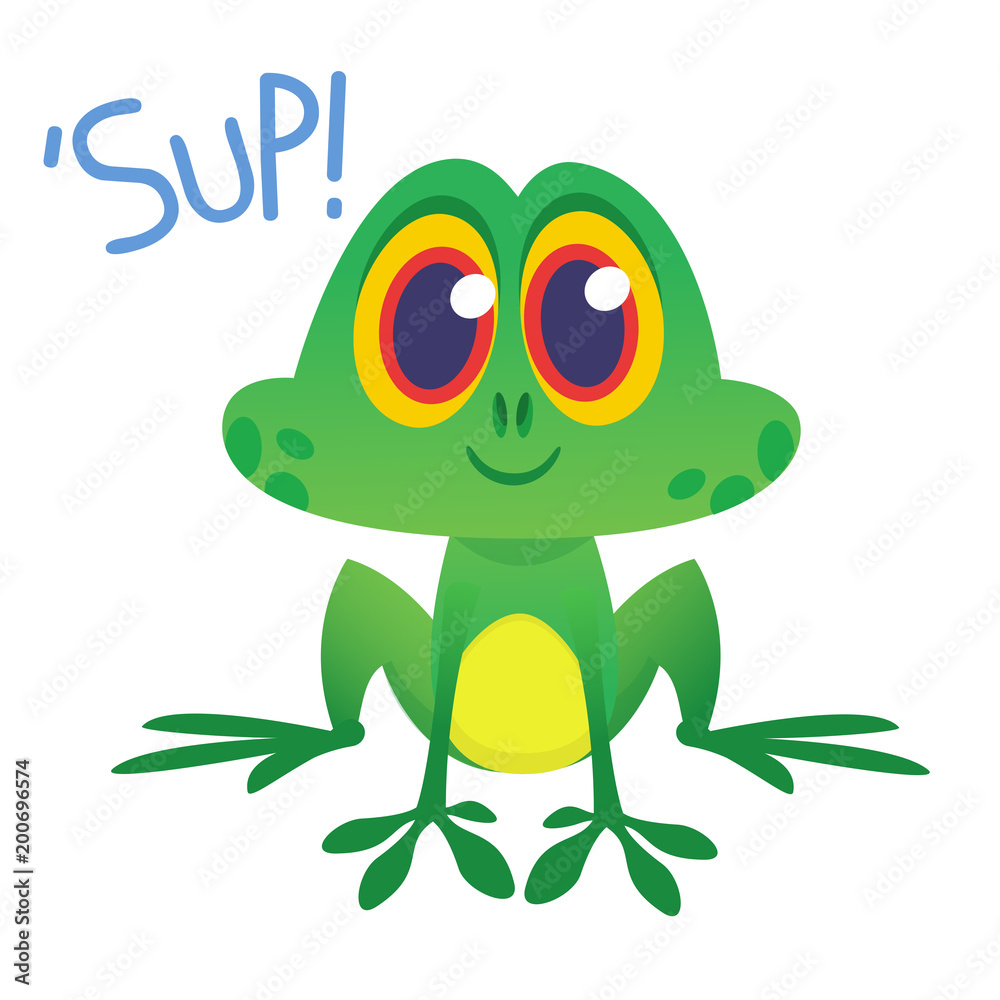 Funny Frog Cartoon Character saying 'Sup'. Vector illustration Funny Frog Cartoon Character saying 'Sup'. Vector illustration