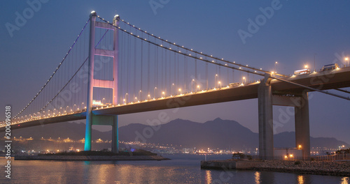 Hong Kong suspension Tsing ma bridge at night
