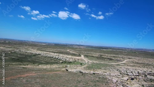 Aerial view in Allepuz, village of Teruel, Aragon,Spain. 4k Drone Video photo