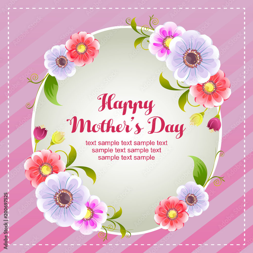 happy mother day card with flower