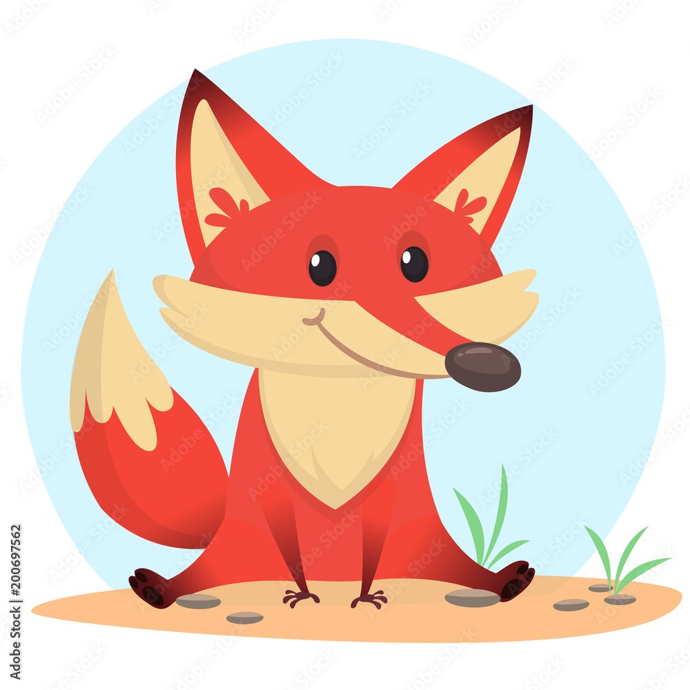 Funny cartoon fox. Vector illustration Funny cartoon fox. Vector illustration