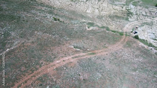 Aerial view in Allepuz, village of Teruel, Aragon,Spain. 4k Drone Video photo