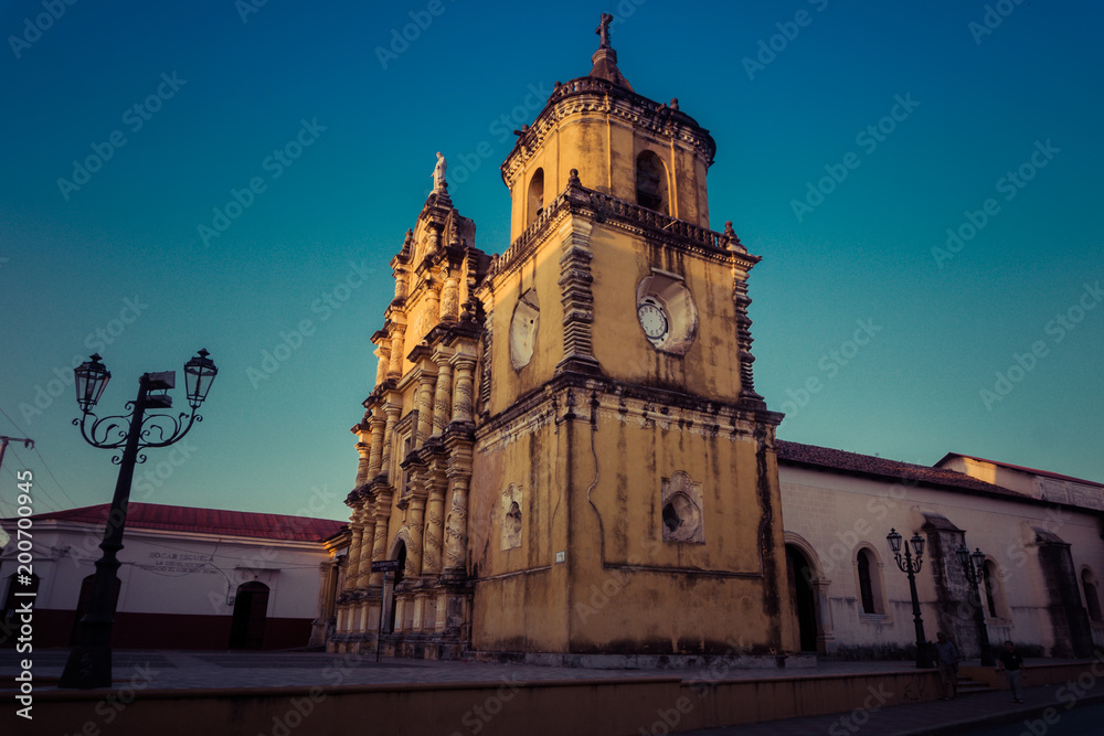 Church in the city of Leon, Nicaragua. historical monument