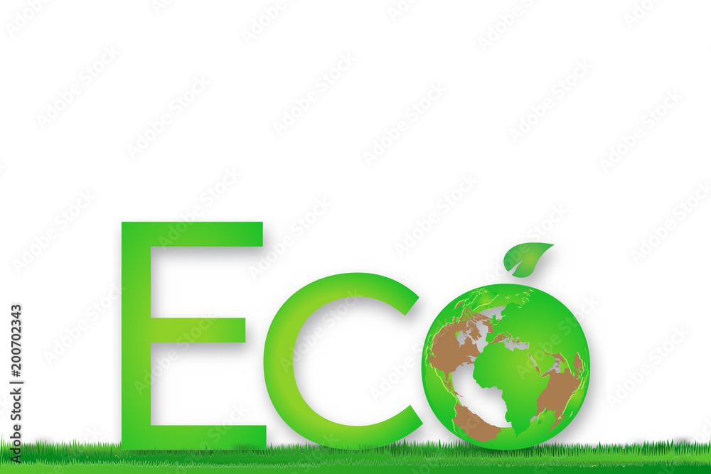Green Eco globe tree isolated on white background as save the world concept design. Vector illustration. Green Eco globe tree isolated on white background as save the world concept design. Vector illustration.