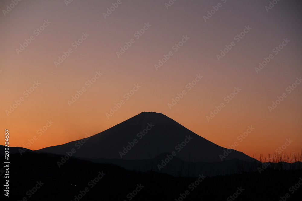 富士山の夕陽