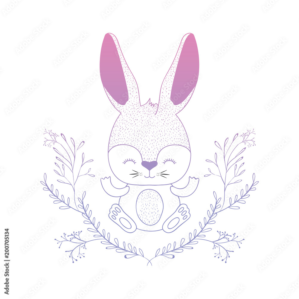 Obraz premium cute rabbit with egg and wreath easter celebration