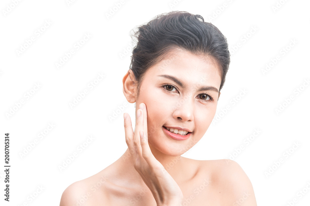 Beautiful woman beauty health care.beauty and spa.perfect fresh skin isolated on white background