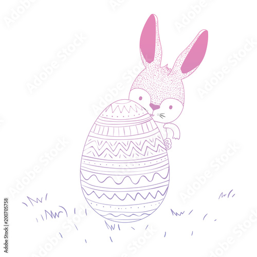 cute rabbit with egg easter celebration