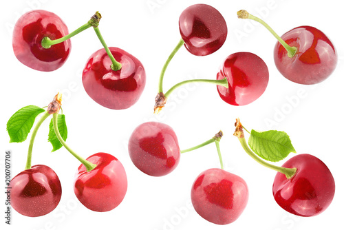 Cherry collection isolated on white background with clipping path