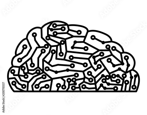 brain with circuit electric icon