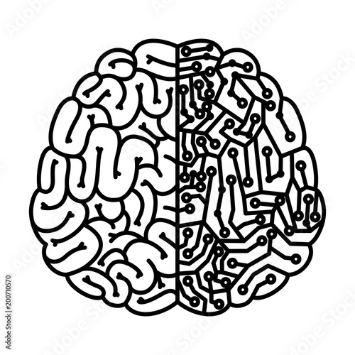 brain with circuit electric icon