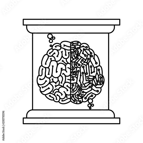 futuristic glass bottle with brain electric