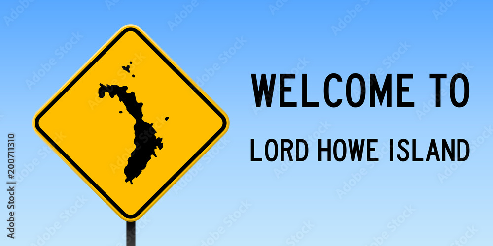 Lord Howe Island map on road sign. Wide poster with Lord Howe Island ...