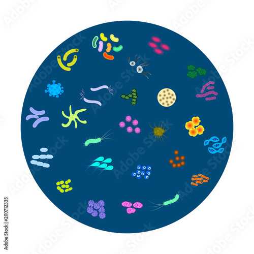 Bacteria and virus icon set