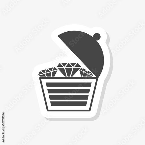 Treasure chest open vector sticker, simple vector icon