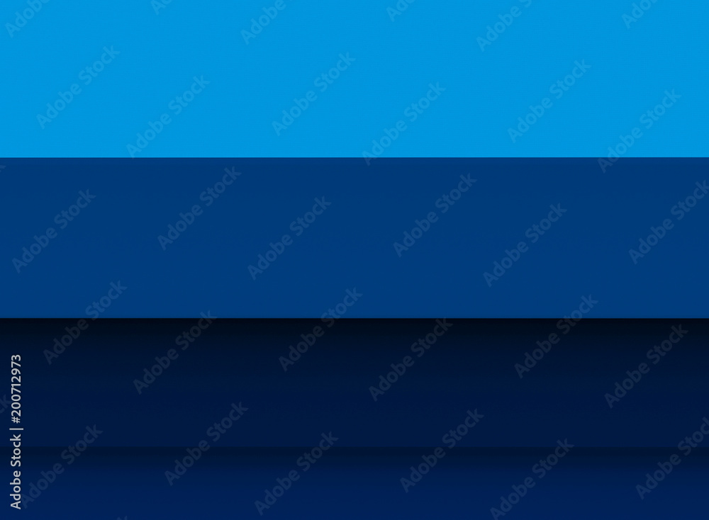 Obraz premium 3d rendering. Gradient blue color rectangle shape wall background.