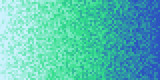 Deep Sea Green Blue Seamless Pixilated Gradient Background. Mosaic Pixel Art Texture. Horizontal Pixel Gradient Backdrop.