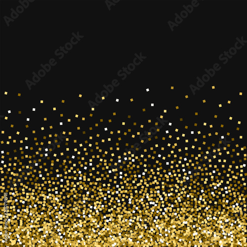 Gold glitter. Scatter bottom gradient with gold glitter on black background. Uncommon Vector illustration.