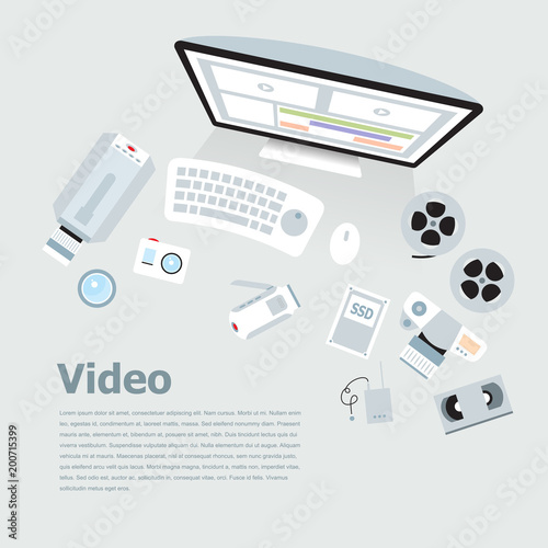 Flat video desk elements